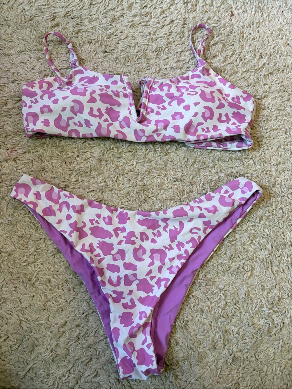 Purple Leopard Print Bikini Set